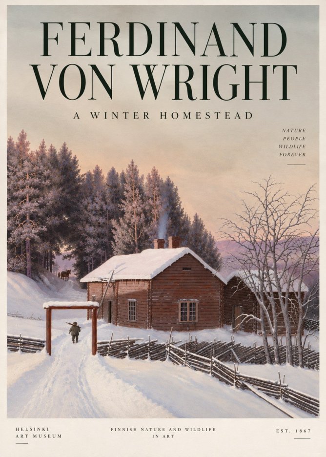 Ferdinand von Wright Winter at the Forest Edge No5 - Póster