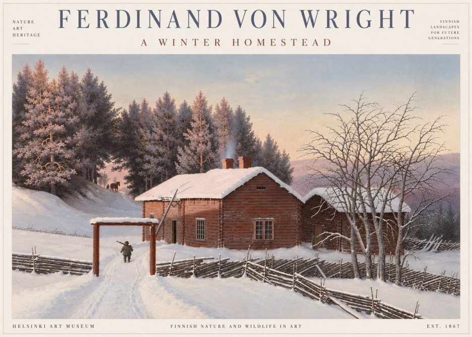 Ferdinand von Wright Winter at the Forest Edge No6 - Póster