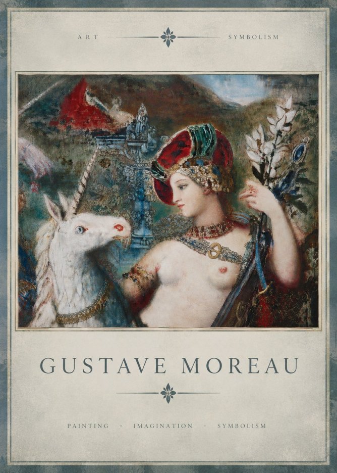 Gustave Moreau The Unicorns I No3 - Póster