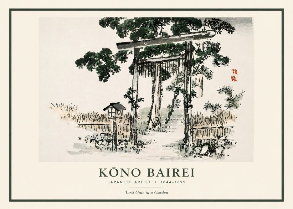 Kōno Bairei Torii Gate in a Garden No3 - Póster