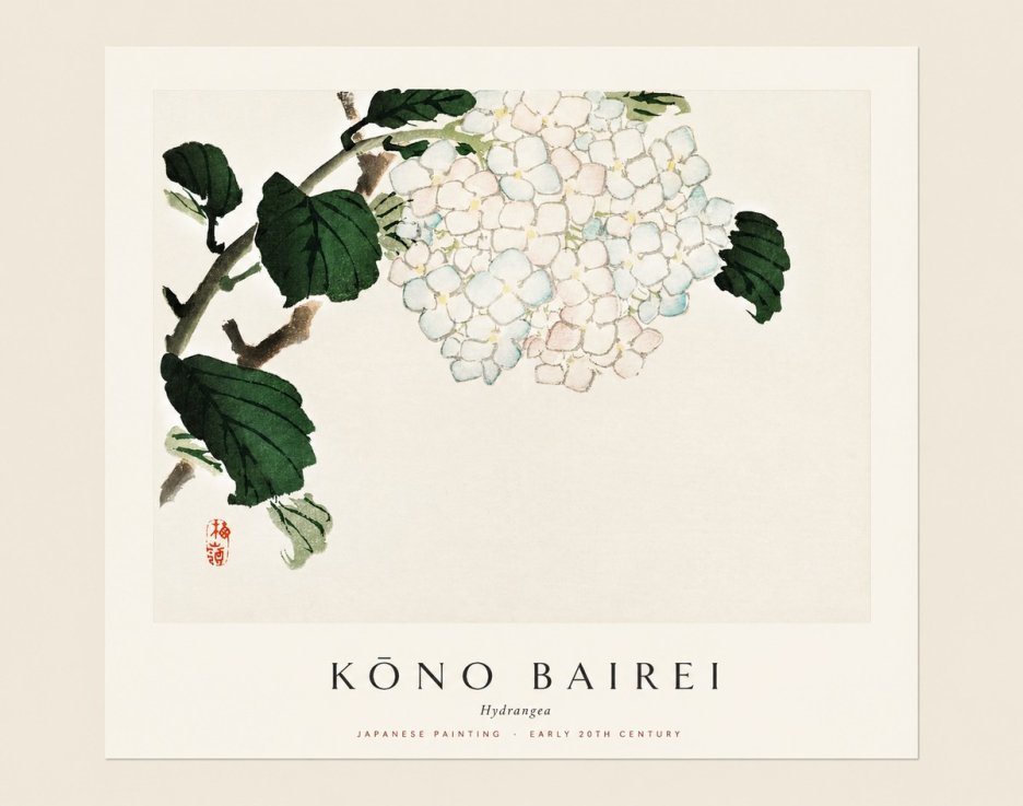 Kōno Bairei Hydrangea No1 - Póster