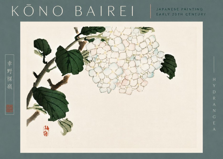 Kōno Bairei Hydrangea No4 - Póster