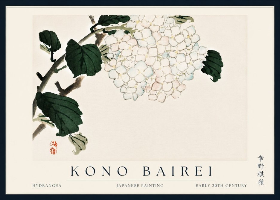 Kōno Bairei Hydrangea No5 - Póster