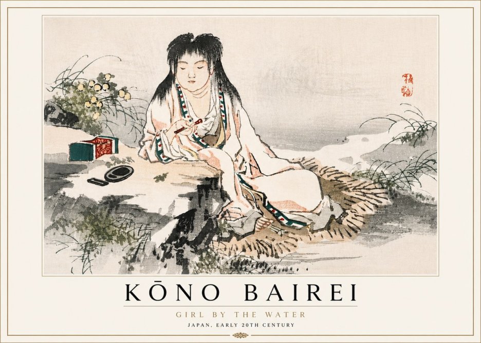 Kōno Bairei Girl by the Water No5 - Póster
