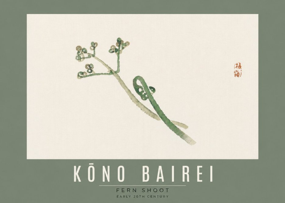 Kōno Bairei Fern Shoot No4 - Póster