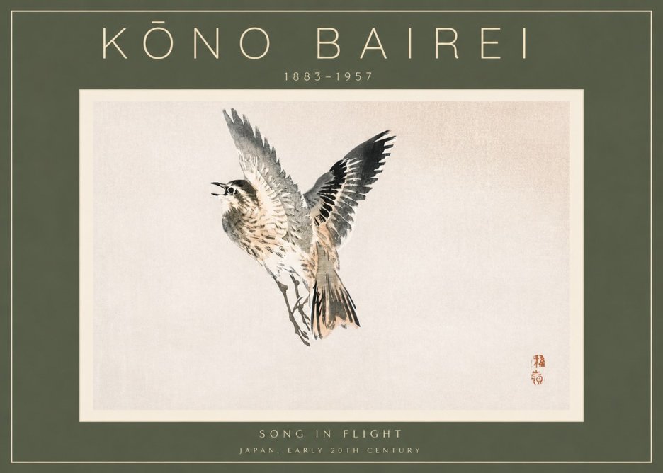 Kōno Bairei Song in Flight No2 - Póster