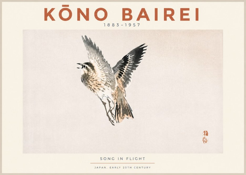 Kōno Bairei Song in Flight No3 - Póster