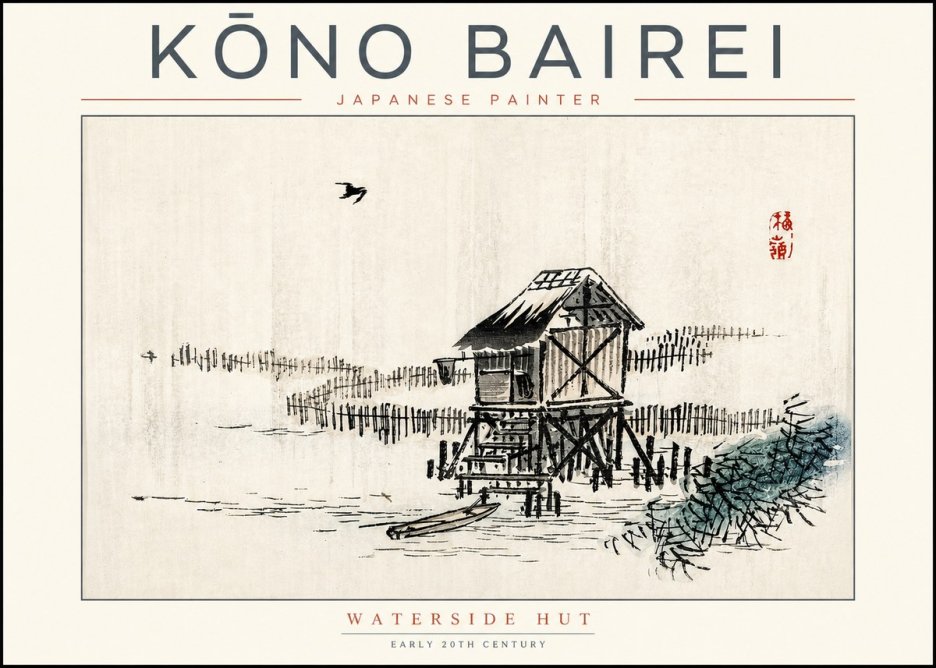 Kōno Bairei Waterside Hut No2 - Póster