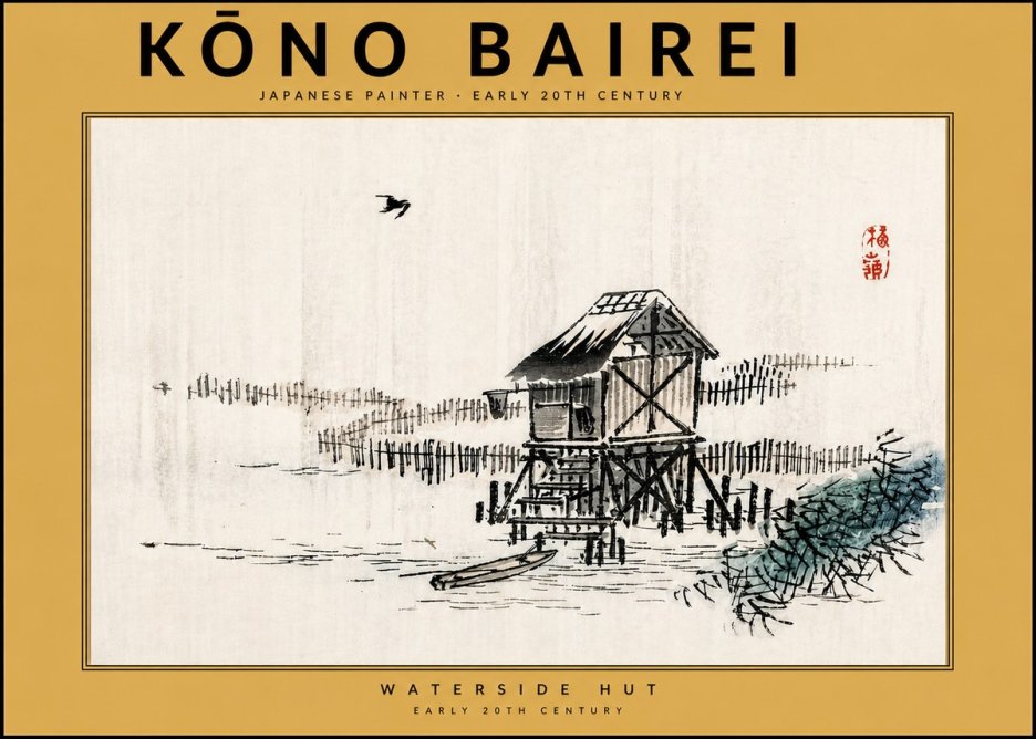 Kōno Bairei Waterside Hut No5 - Póster