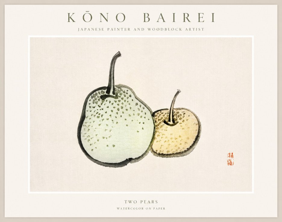 Kōno Bairei Two Pears No1 - Póster