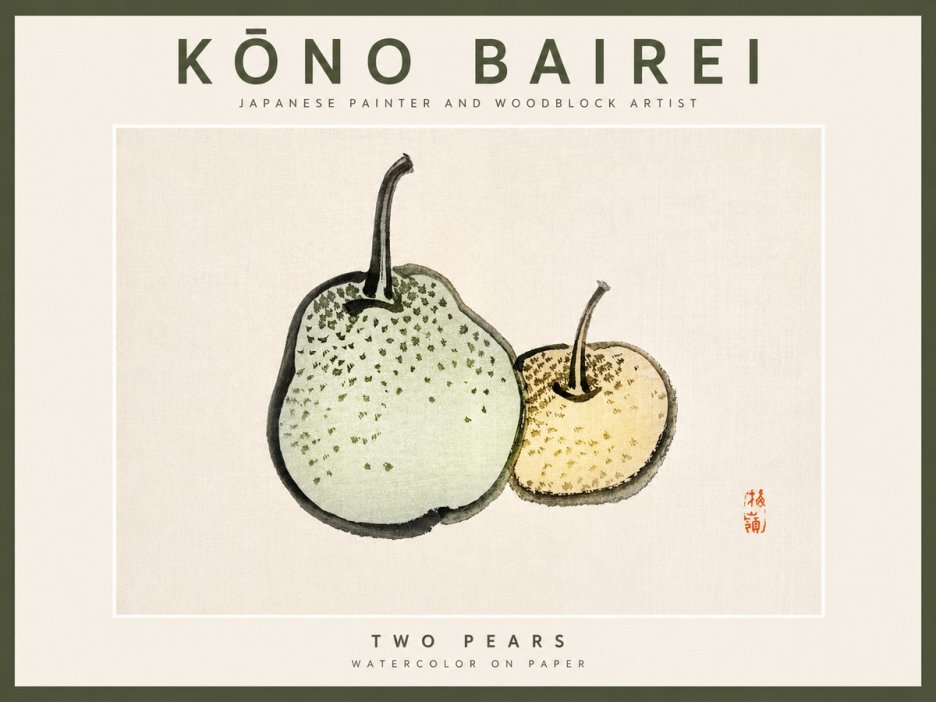 Kōno Bairei Two Pears No2 - Póster