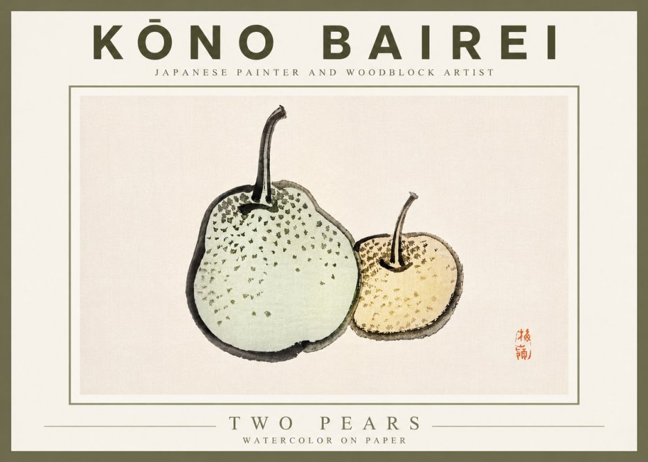 Kōno Bairei Two Pears No5 - Póster
