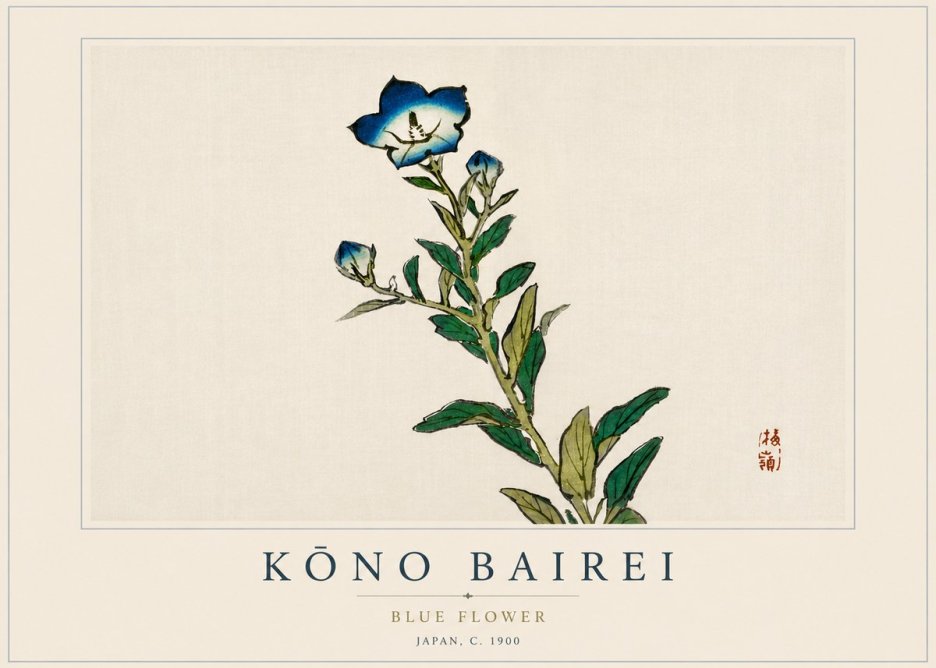 Kōno Bairei Blue Flower No4 - Póster