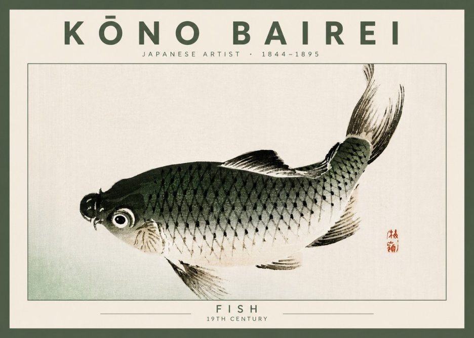 Kōno Bairei Fish I No4 - Póster
