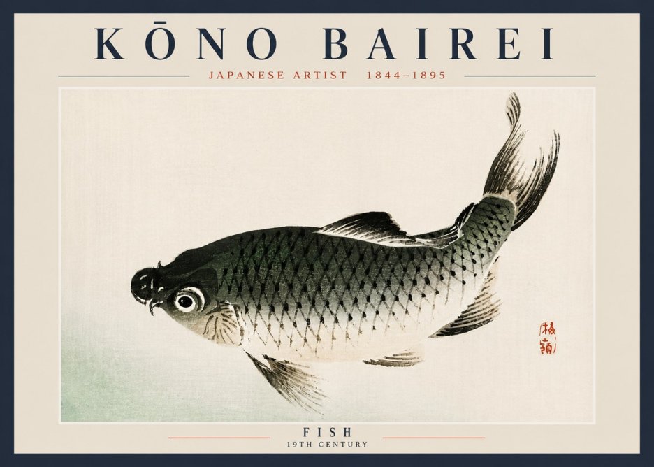 Kōno Bairei Fish I No6 - Póster