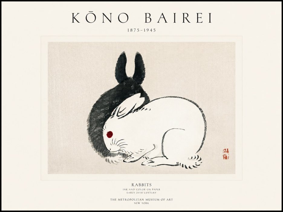 Kōno Bairei Rabbits No1 - Póster