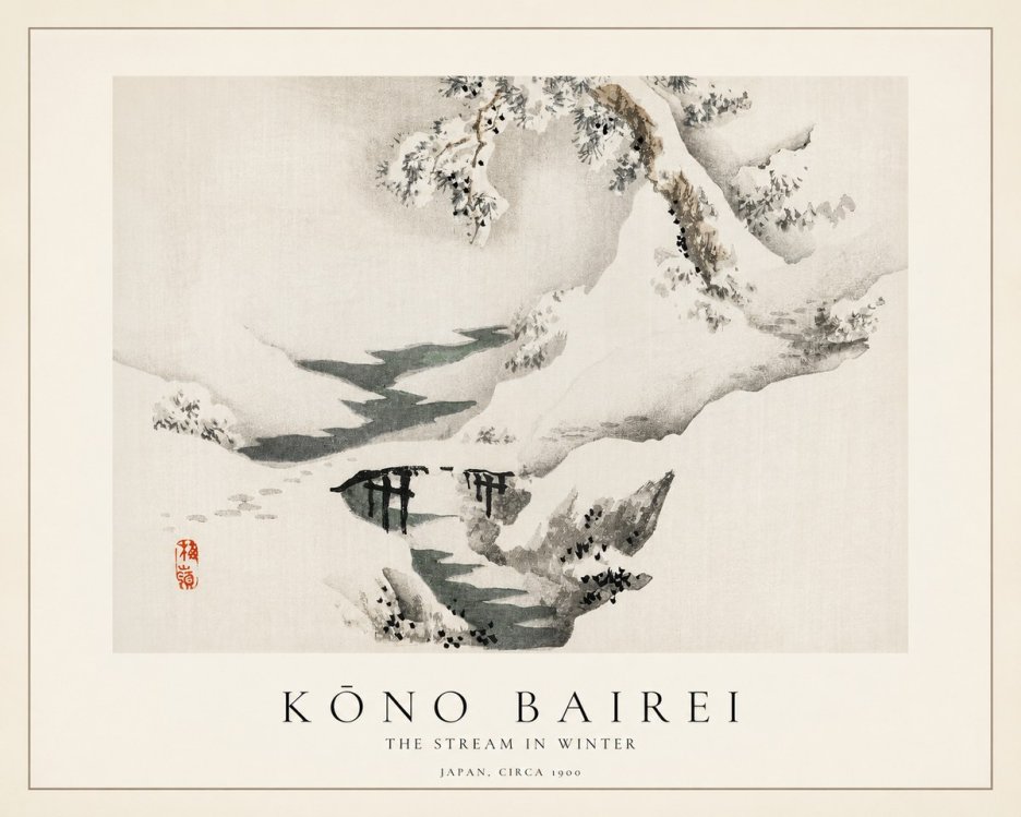 Kōno Bairei The Stream in Winter No1 - Póster