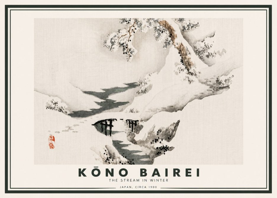 Kōno Bairei The Stream in Winter No4 - Póster