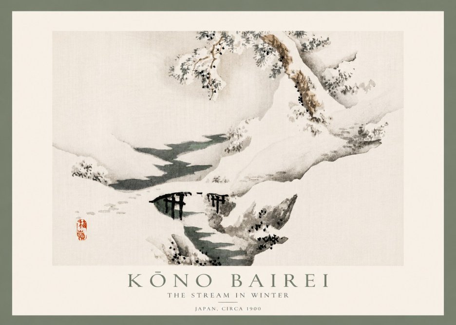 Kōno Bairei The Stream in Winter No5 - Póster