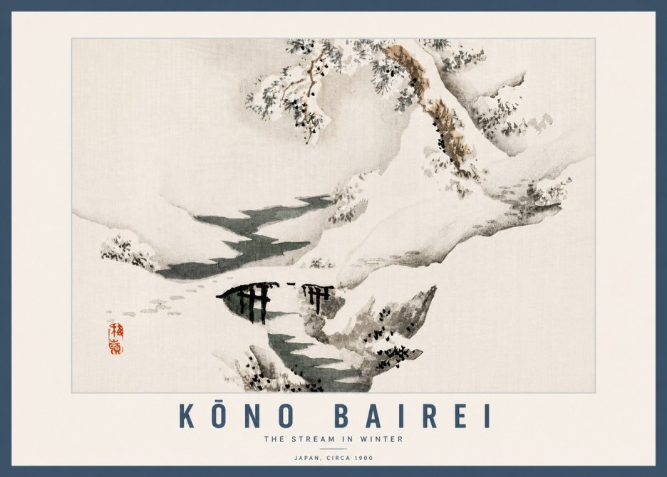 Kōno Bairei The Stream in Winter No6 - Póster
