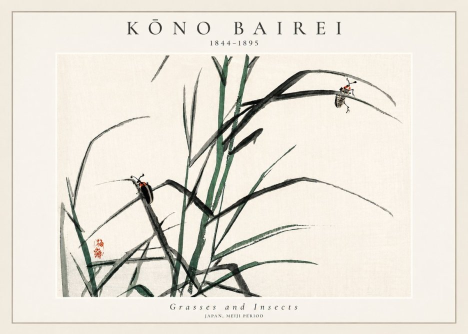 Kōno Bairei Grasses and Insects No3 - Póster