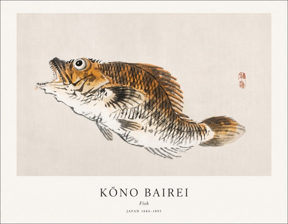 Kōno Bairei Fish II No1 - Póster