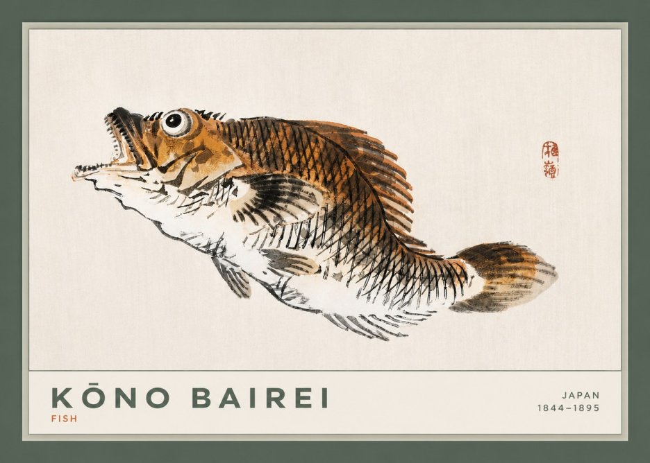Kōno Bairei Fish II No2 - Póster