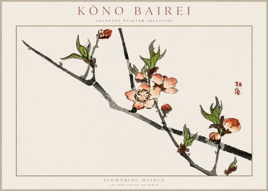 Kōno Bairei Flowering Quince No2 - Póster