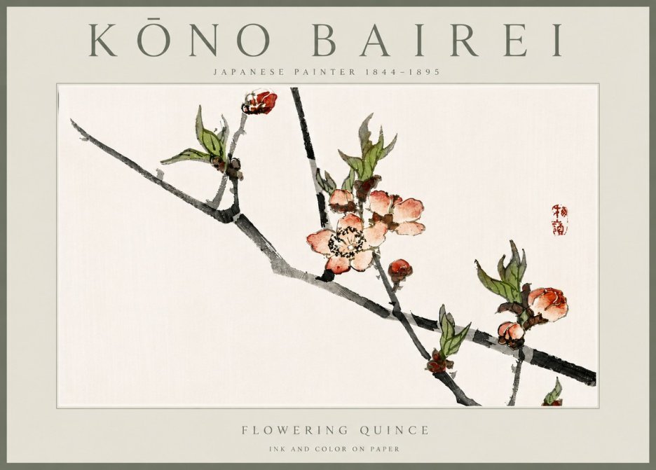 Kōno Bairei Flowering Quince No6 - Póster