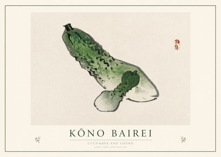 Kōno Bairei Cucumber and Gourd No1 - Póster