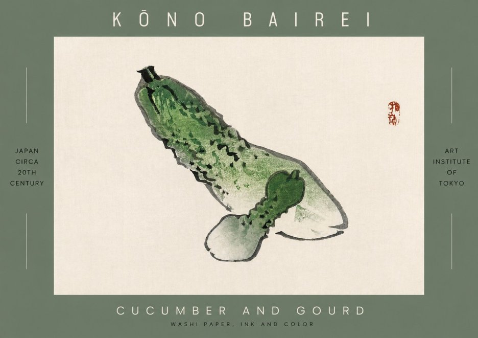 Kōno Bairei Cucumber and Gourd No2 - Póster