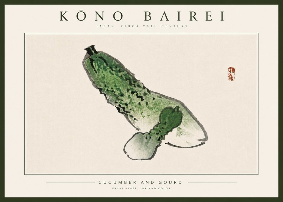 Kōno Bairei Cucumber and Gourd No4 - Póster