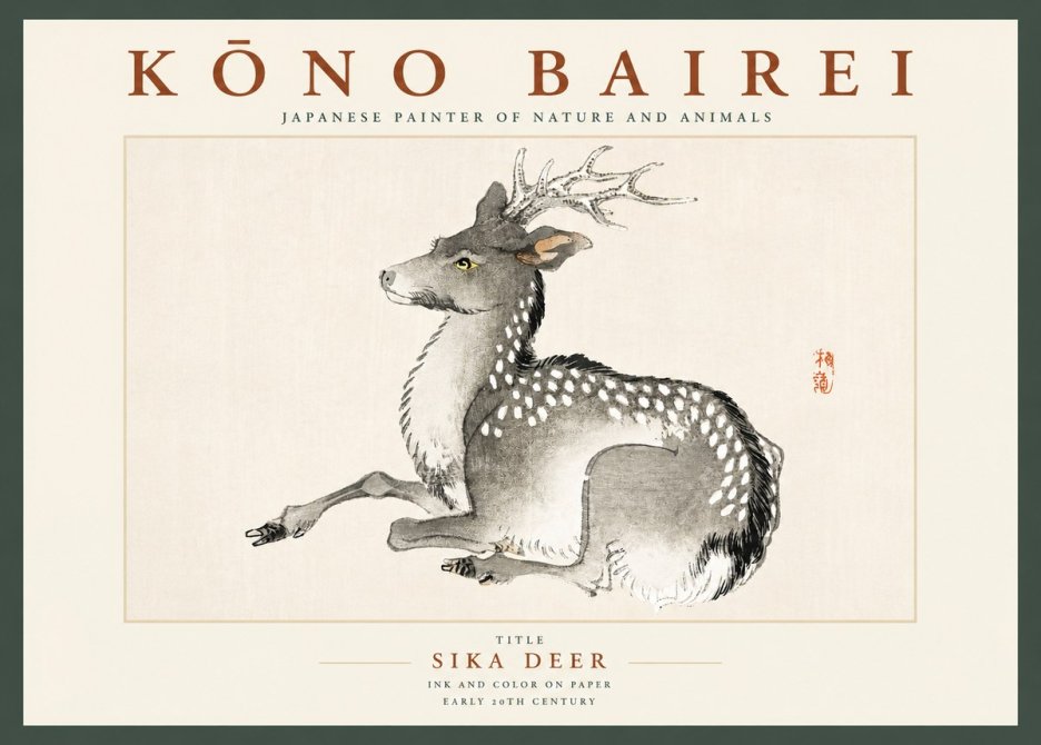 Kōno Bairei Sika Deer No2 - Póster