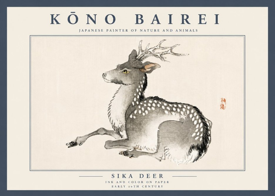 Kōno Bairei Sika Deer No4 - Póster