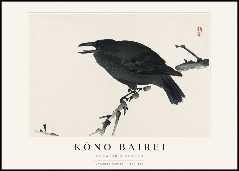 Kōno Bairei Crow on a Branch No1 - Póster