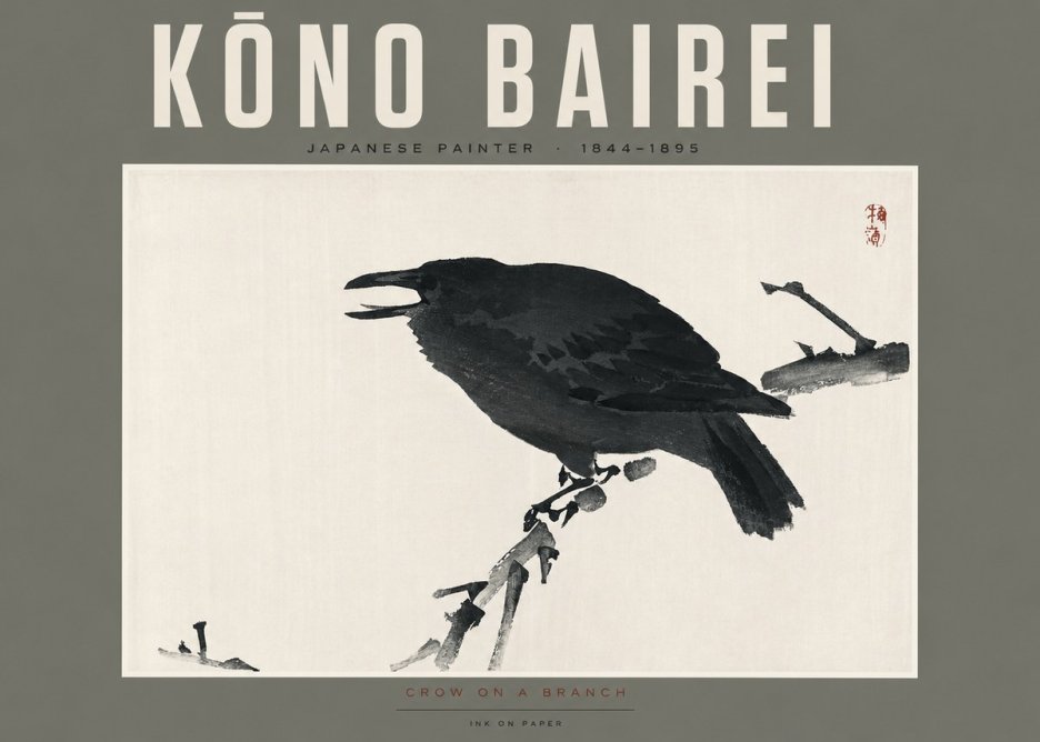 Kōno Bairei Crow on a Branch No2 - Póster
