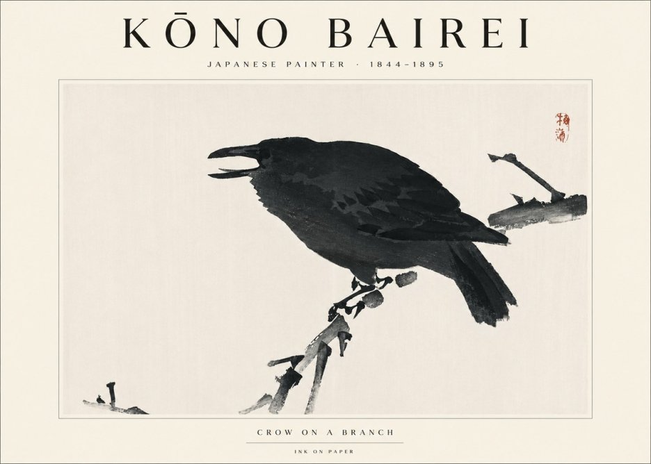 Kōno Bairei Crow on a Branch No3 - Póster