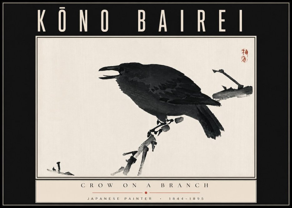 Kōno Bairei Crow on a Branch No4 - Póster