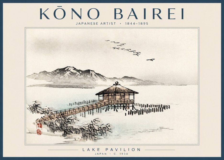 Kōno Bairei Lake Pavilion No2 - Póster