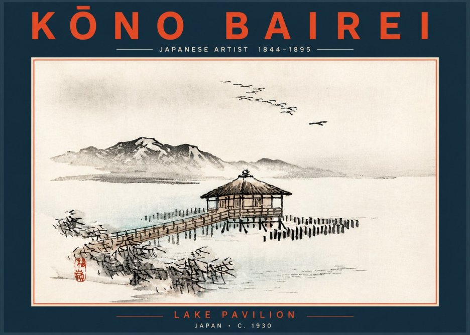 Kōno Bairei Lake Pavilion No5 - Póster