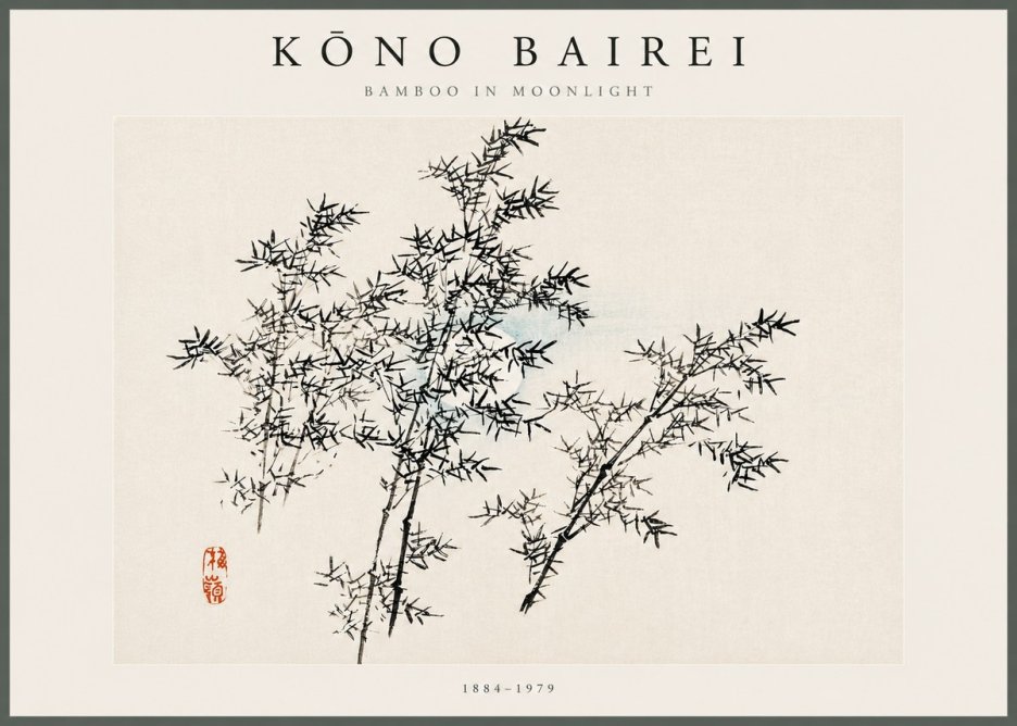 Kōno Bairei Bamboo in Moonlight No5 - Póster