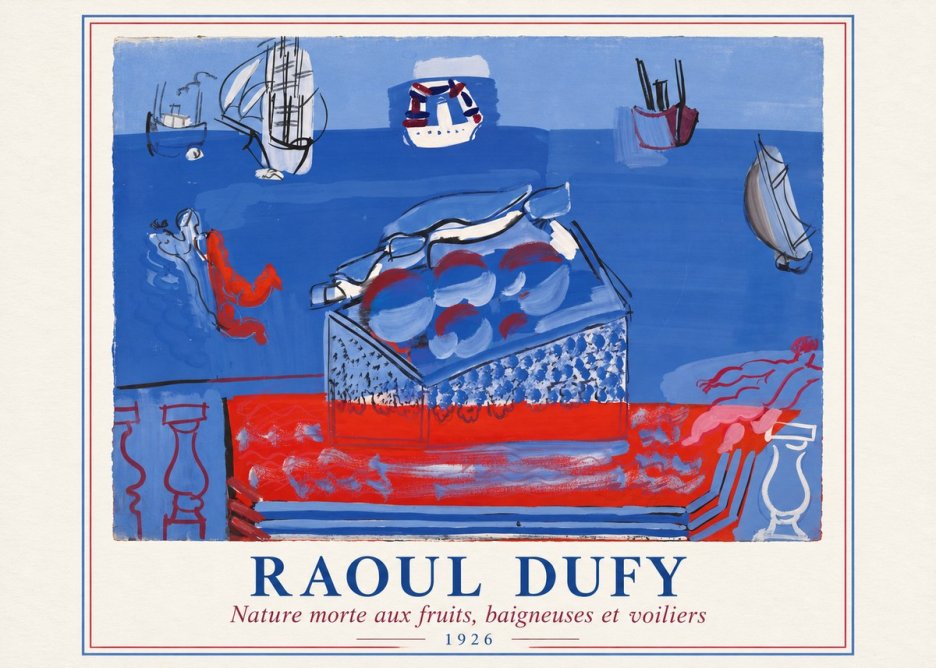 Raoul Dufy Nature Morte Aux Fruits, Baigneuses Et Voiliers No2 - Póster
