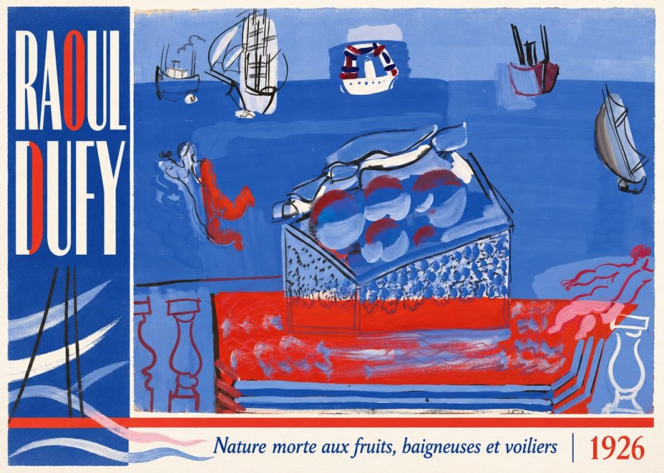 Raoul Dufy Nature Morte Aux Fruits, Baigneuses Et Voiliers No3 - Póster