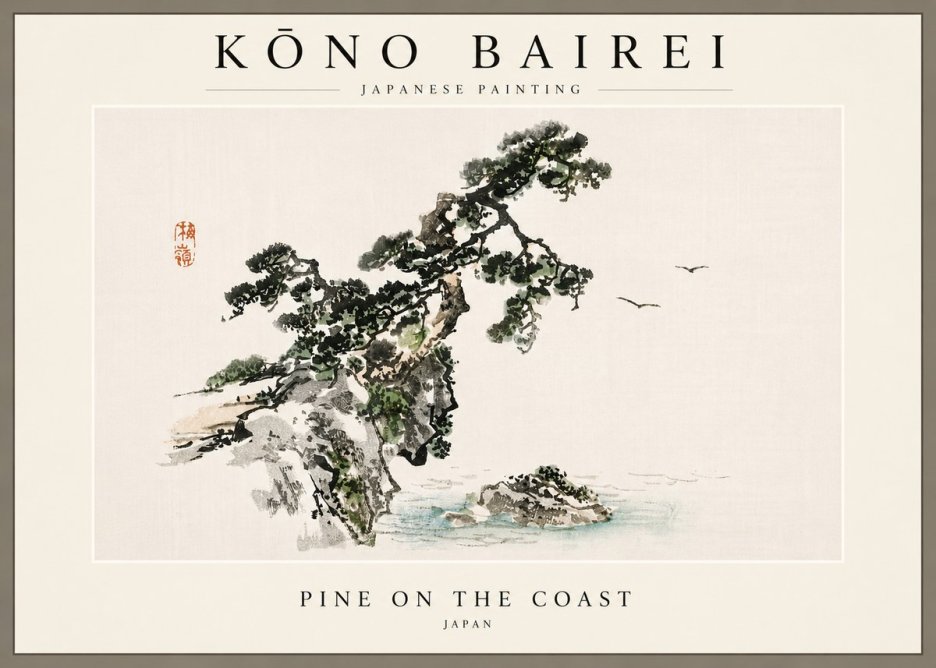 Kōno Bairei Pine on the Coast No6 - Póster