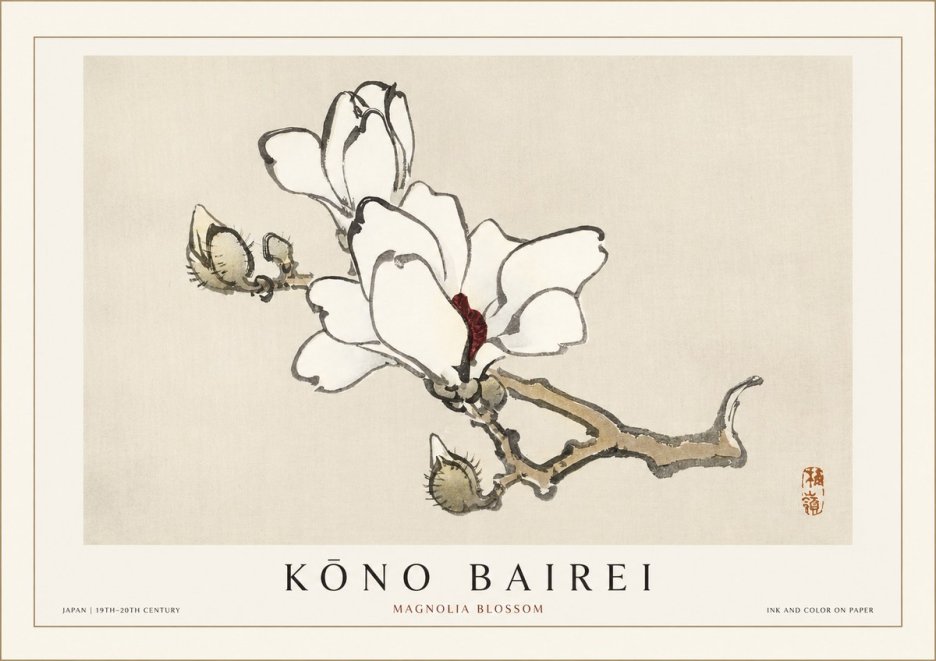 Kōno Bairei Magnolia Blossom No1 - Póster