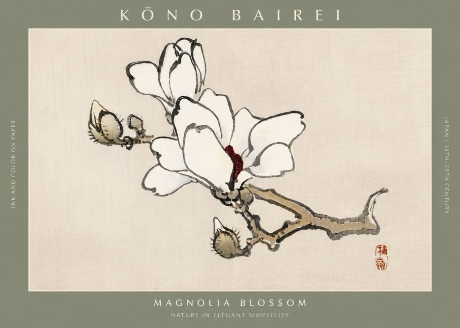 Kōno Bairei Magnolia Blossom No2 - Póster