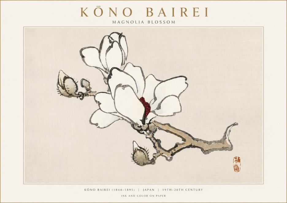 Kōno Bairei Magnolia Blossom No3 - Póster