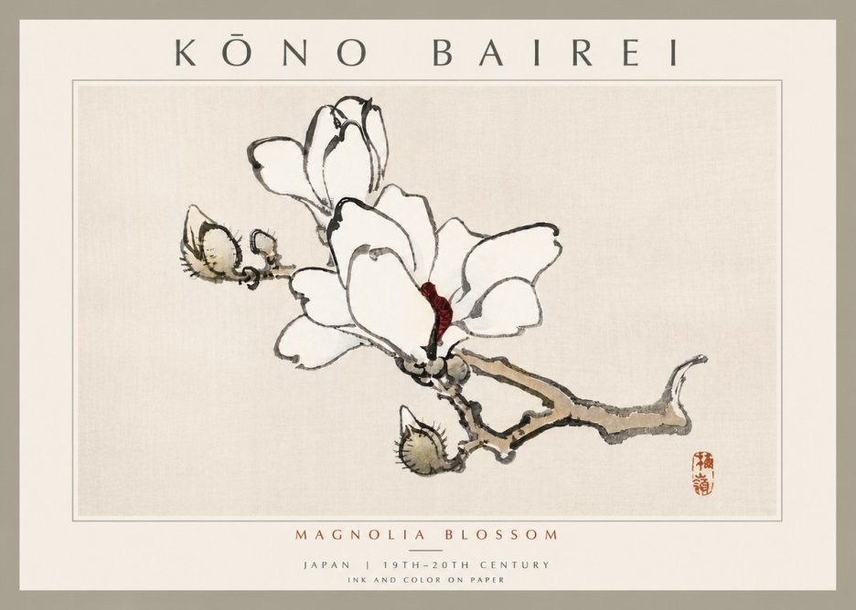 Kōno Bairei Magnolia Blossom No6 - Póster