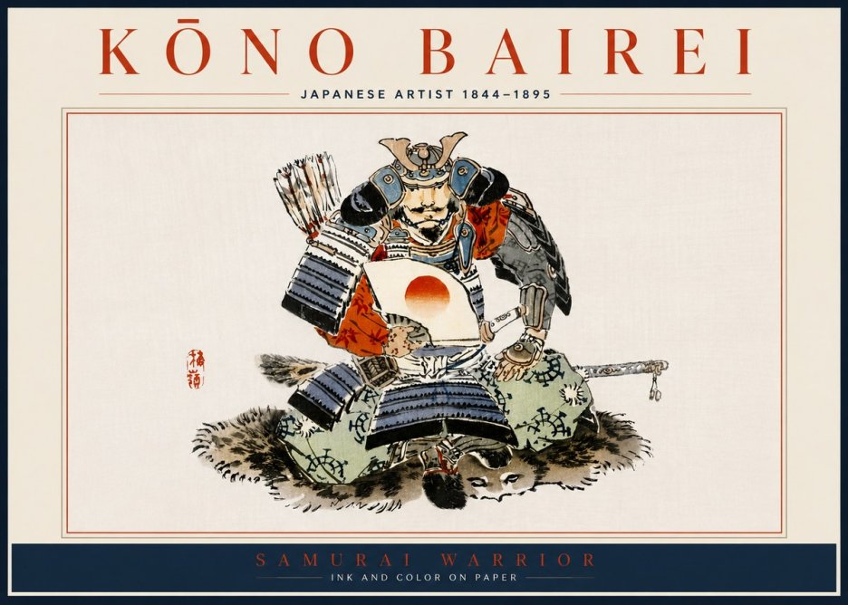 Kōno Bairei Samurai Warrior No5 - Póster