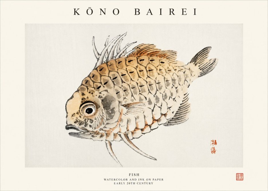 Kōno Bairei Fish III No1 - Póster